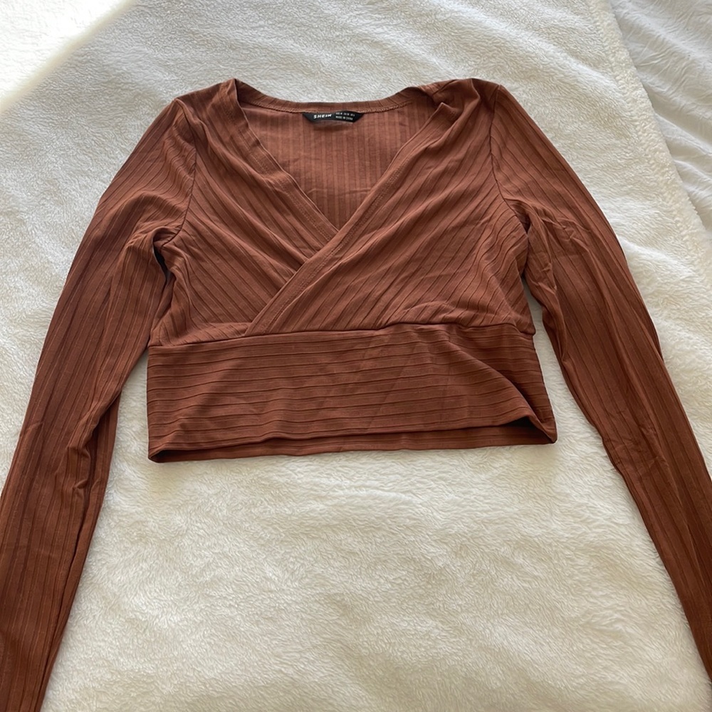 Shein brown long sleeve top